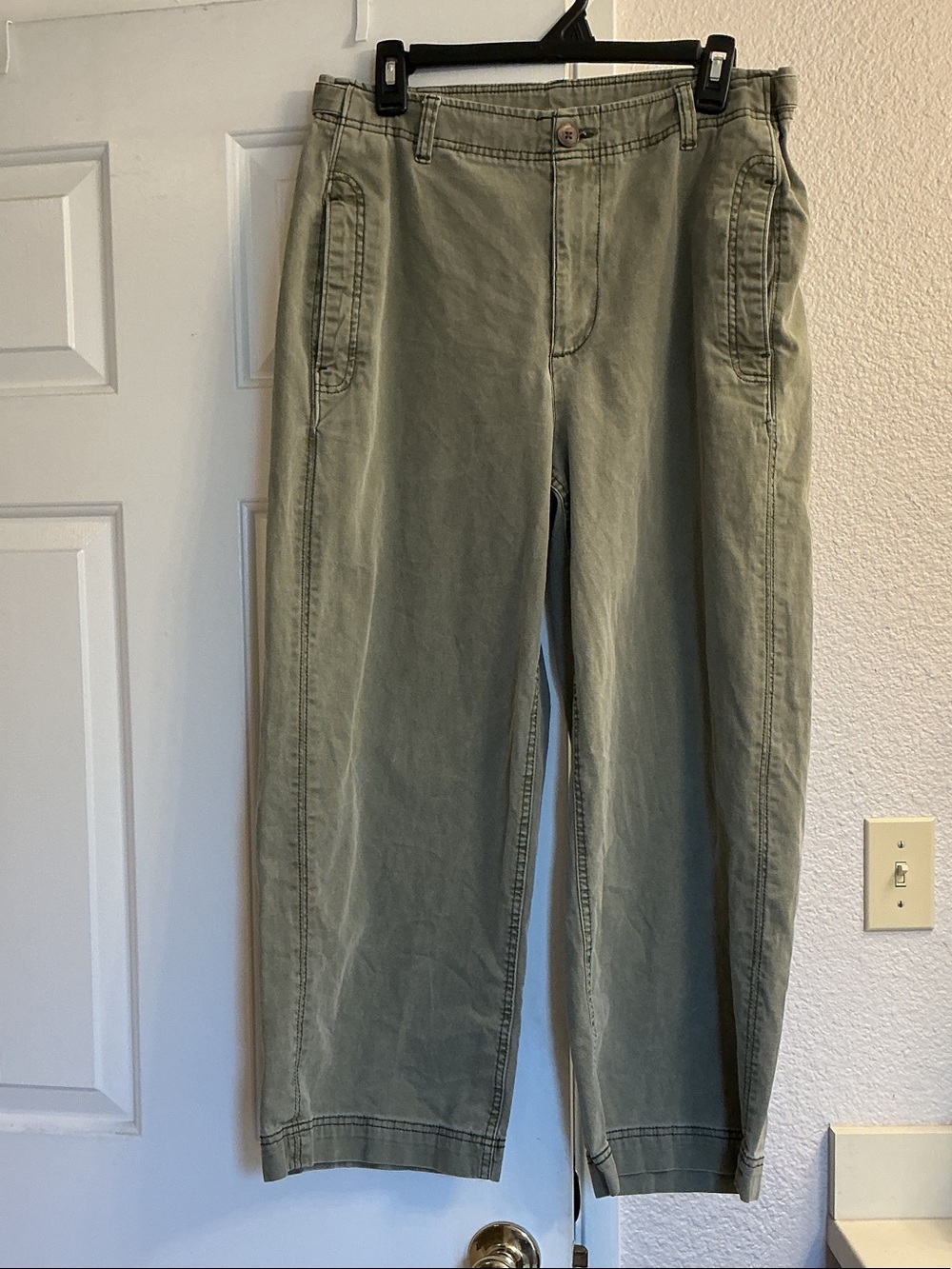 Old Navy Womens High Rise Wide Leg Stone Wall Green Casual Pants Y2K Size 14